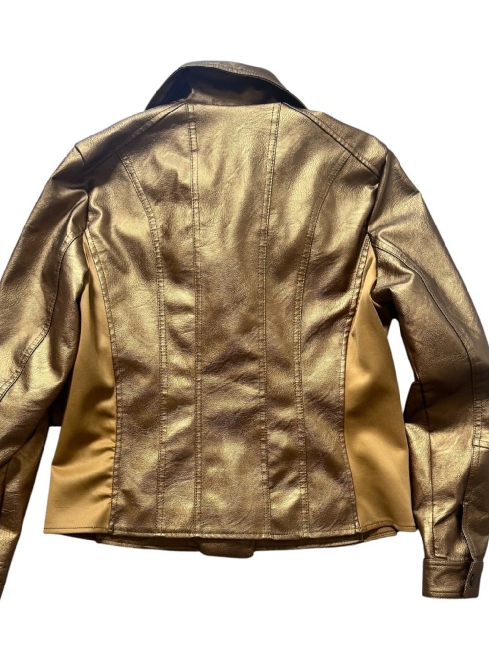 Baccini Metallic Bronze/Gold Faux Leather Moto Jacket - Picture 5 of 6